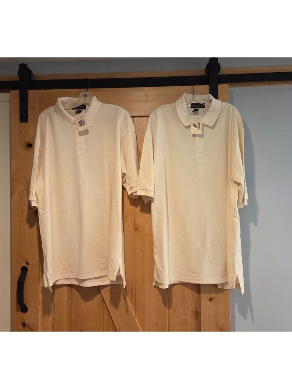 New! Lot of 2 Men's Size XXL Cream Polo Shirt Short Sleeve Cross Creek Cotton